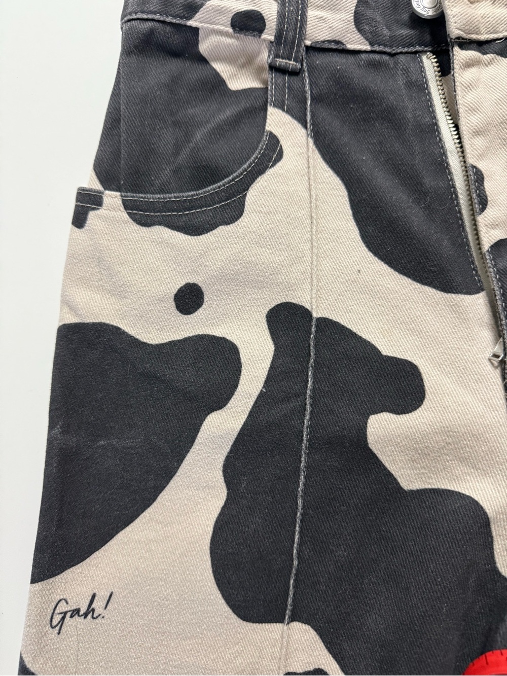 Lisa Says Gah Black and Cream Cow-Print Wide Leg Jeans - Picture 9 of 9